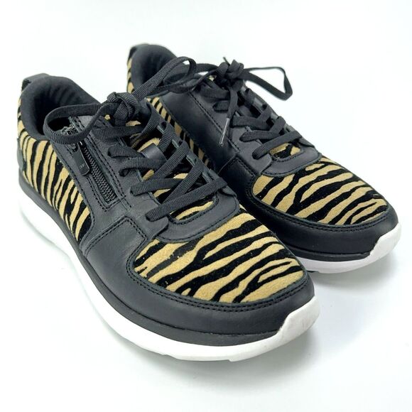 Vionic Shoes - Women Vionic Shoes Remi Tiger Leather Black w/ Zipper Size US 7.5 EU 38.5